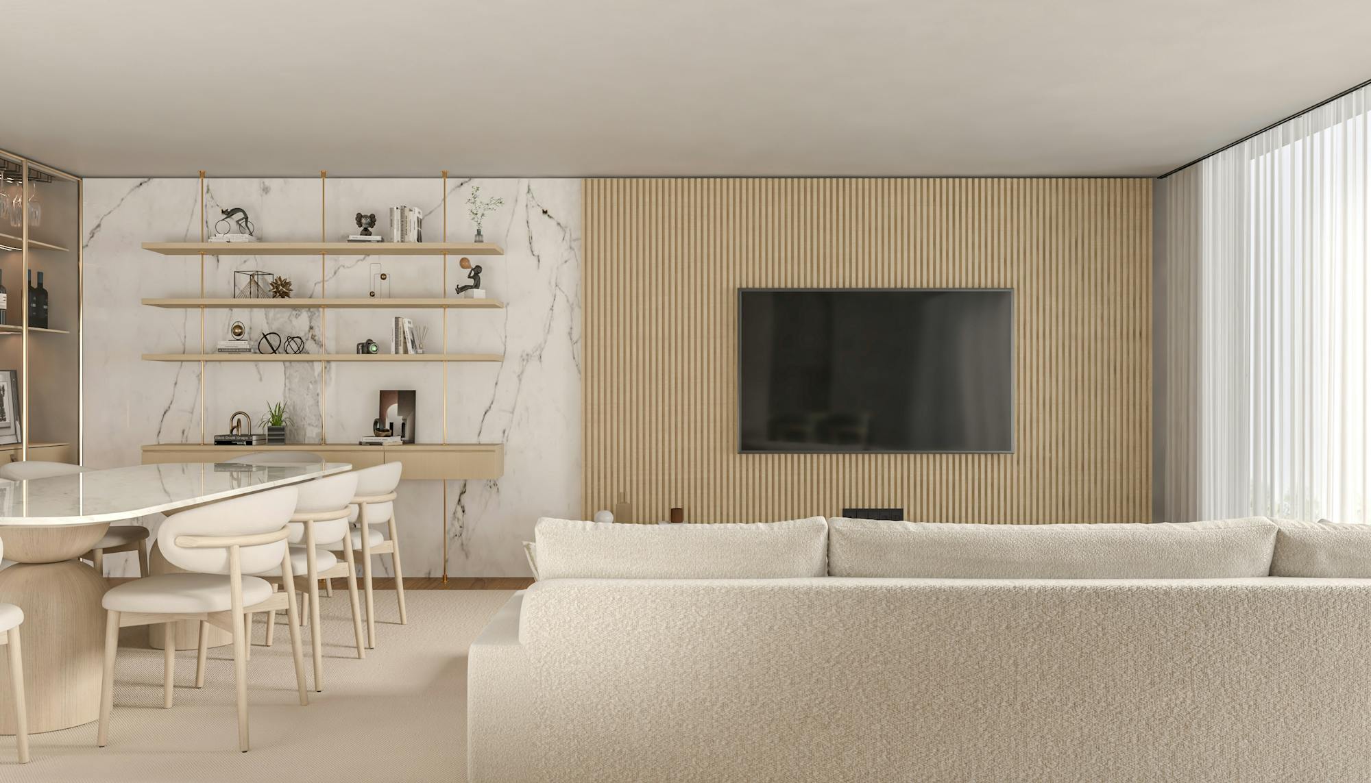 Minimalistischer Wohnraum mit natürlicher Lichtführung
